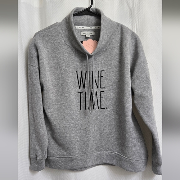 NWT Rae Dunn Gray 'Wine Time' Sweater - Picture 1 of 6